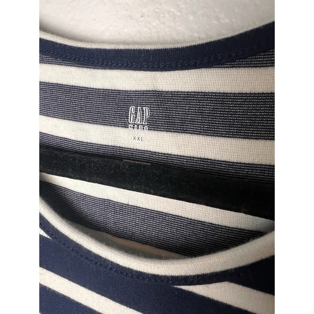 Gap Kids Dress Girls XXL 14-16 Navy Stripe Knit Stripe Long Sleeve Cotton Preppy